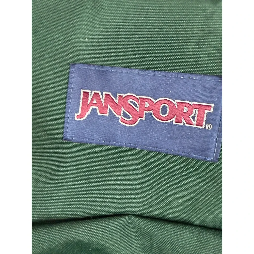 JanSport Cross Town Backpack Green Two Zipper Bottle Pocket School Travel